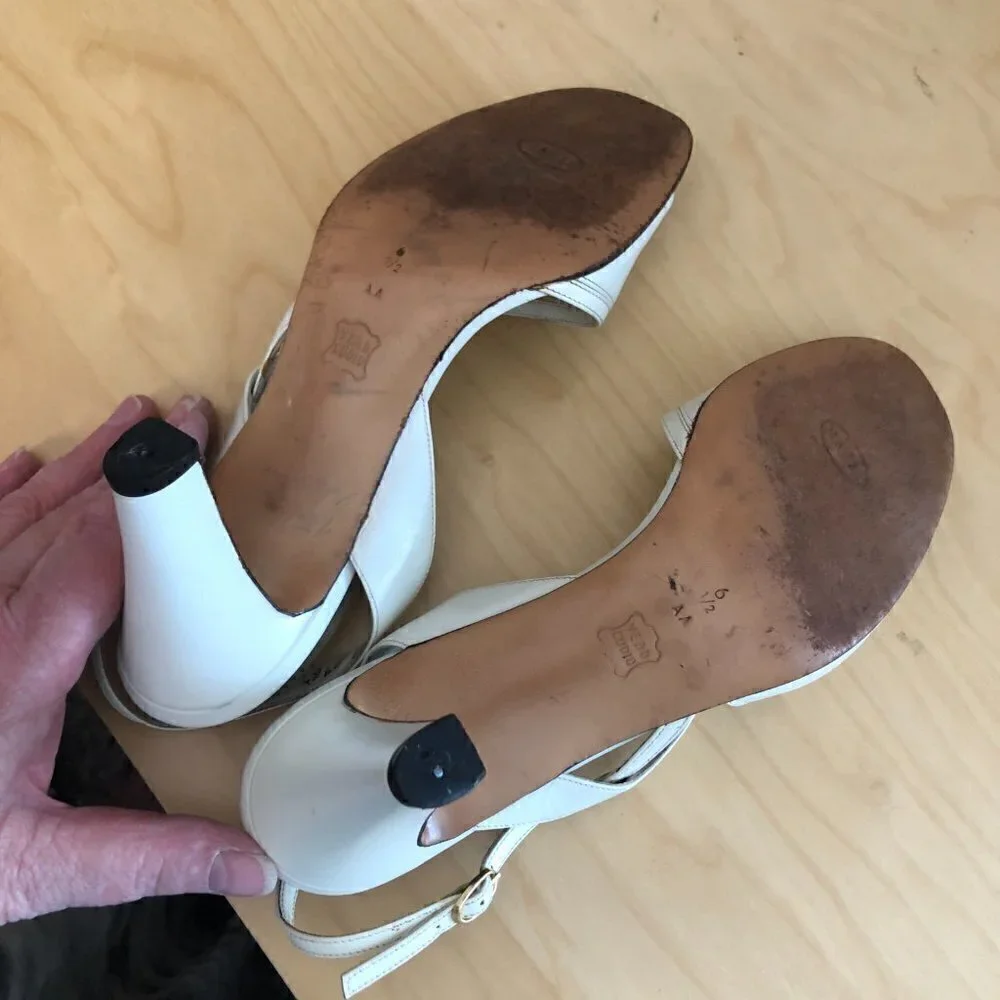 BRUNO MAGLI White Leather Slingback Heels Women's size 6.5 AA Made in Italy